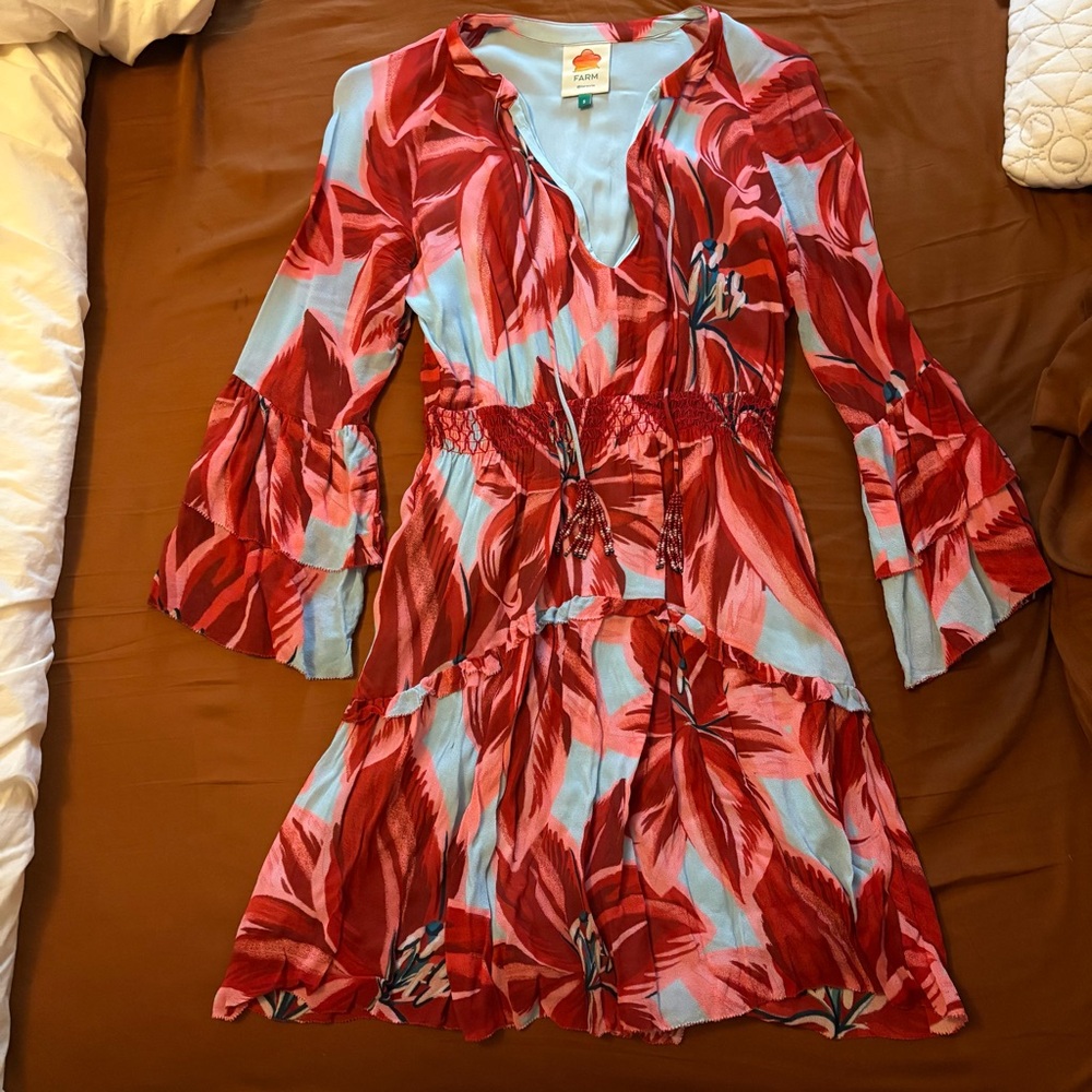 Farm Rio Azalea Mini Dress Size - Blue Multi - Small - Picture 5 of 9